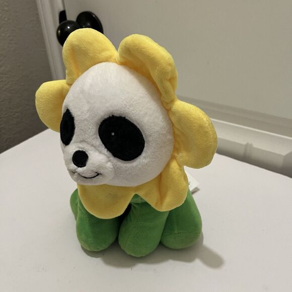 Applause Jazwares Yellow Green Sunflower Flower Plush 9" Smile Face Stuffed Toy - Picture 4 of 9